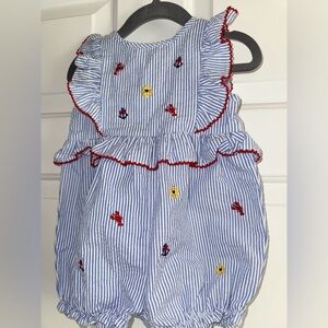 Goodlad Baby Girls 18 Mo Seersucker Nautical Bubble Embroidered Sailboat Anchor